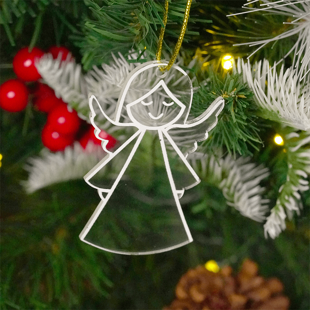 Set of 2 Acrylic Angel Christmas Ornament – Cute Holiday Hanging Décor (8cm) - Memories InsiteANGEL CHRISTMAS ORNAMENT SET OF-2